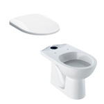 Stojąca miska WC Selnova do spłuczki nasadzanej, lejowa, B36 cm, H39 cm, T67 cm, odpływ pionowy Deska sedesowa WC wolnoopadająca Selnova mocowanie od góry, antybakteryjna biała